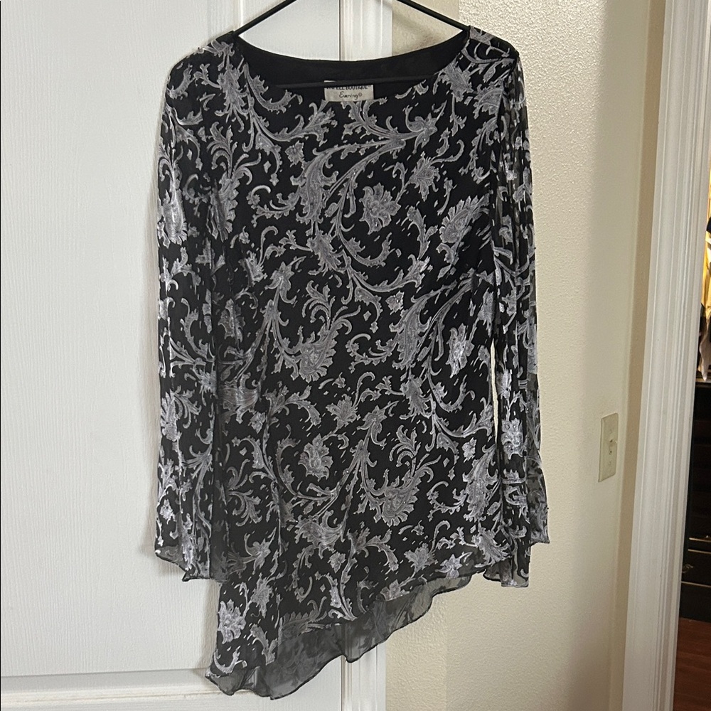 Papell Boutique Black and Gray Blouse